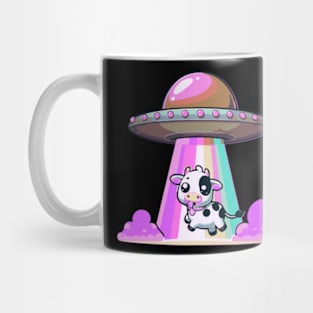 Funny Kawaii Cow UFO Abduction Cute Tongue Out Mug